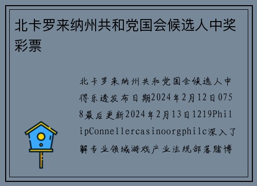 北卡罗来纳州共和党国会候选人中奖彩票